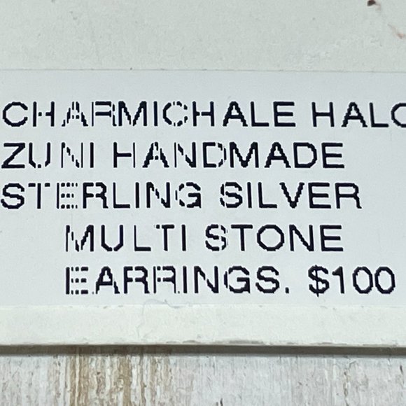 ZUNI NATIVE AMERICAN Handmade Beautiful Gemstone Inlay Elliptical Shape Earrings - Picture 4 of 7